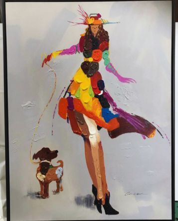 floating frame of woman and dog