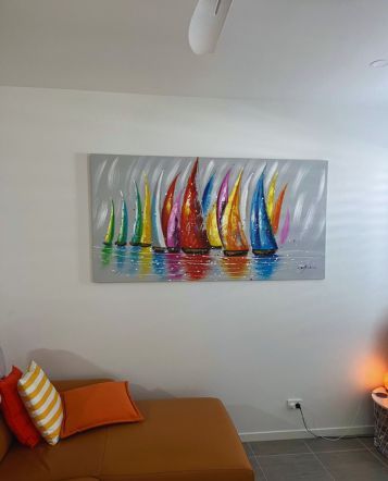 stretched canvas on customers wall